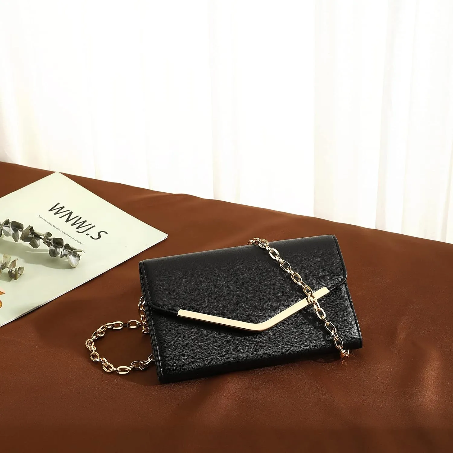 Clutch Purse Evening Bag for Women, Envelope Handbag With Detachable Chain for Wedding and Party