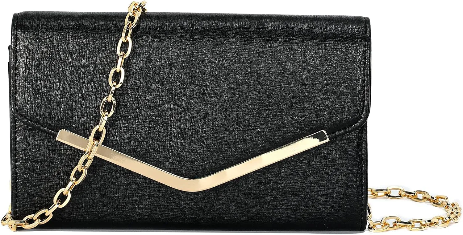 Clutch Purse Evening Bag for Women, Envelope Handbag With Detachable Chain for Wedding and Party