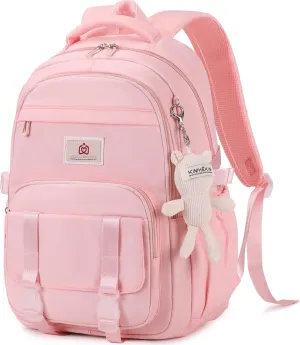 College Backpack Laptop Backpacks 15.6 Inch for Men Women Elementary Middle High School Book Bag For Teens Girls Boys Student Anti Theft Travel Daypack Large Bookbags-Pink
