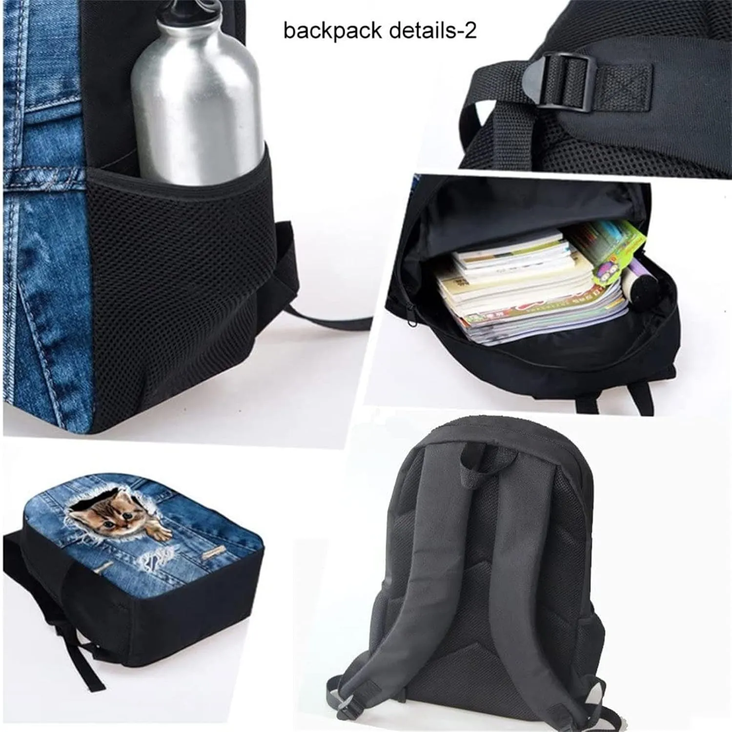 Coloranimal 3 Sets Shoulder School Bag Lunch Bag Pencil Bag for Kids Children