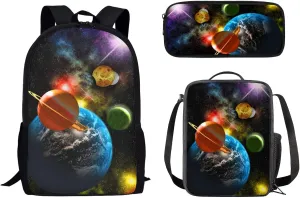 Coloranimal 3 Sets Shoulder School Bag Lunch Bag Pencil Bag for Kids Children
