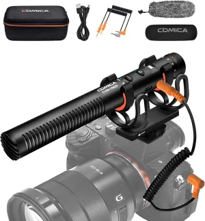 COMICA VM20 Shotgun Microphone, Super-Cardioid Camera Microphone with Rycote Shockmount, Windscreen, Wind Muff, OLED Power Display, Video Mic for Smartphones, DSLR Cameras, Camcorders, Laptops