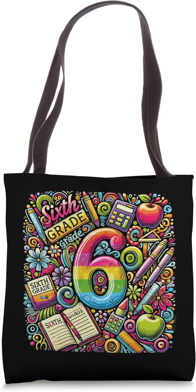 Cool 6th Grade Typography Team Sixth Grade Back To School Tote Bag