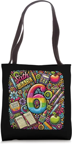 Cool 6th Grade Typography Team Sixth Grade Back To School Tote Bag