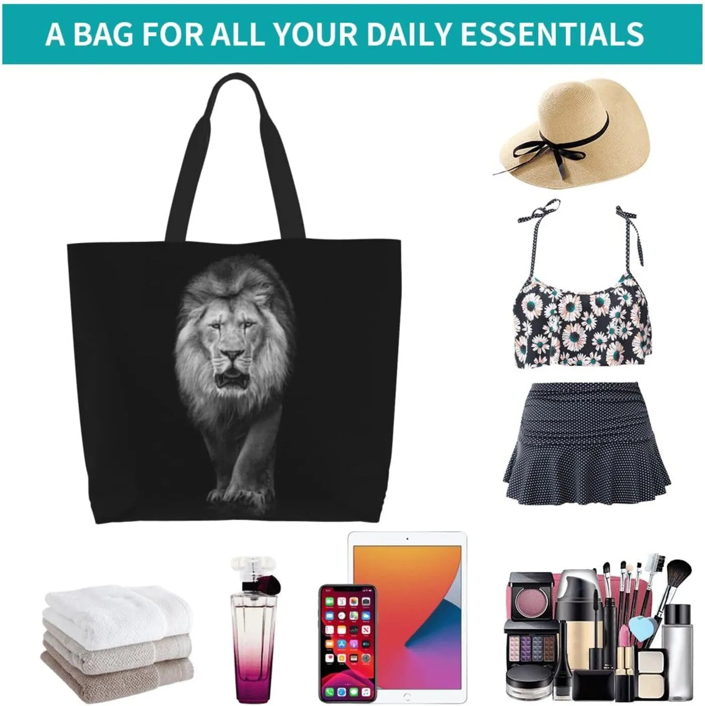 Cool Lion Grocery Bag Lion Shopping Bag Handbag Cool Grocery Bags Tote Bag Beach Canvas Bag