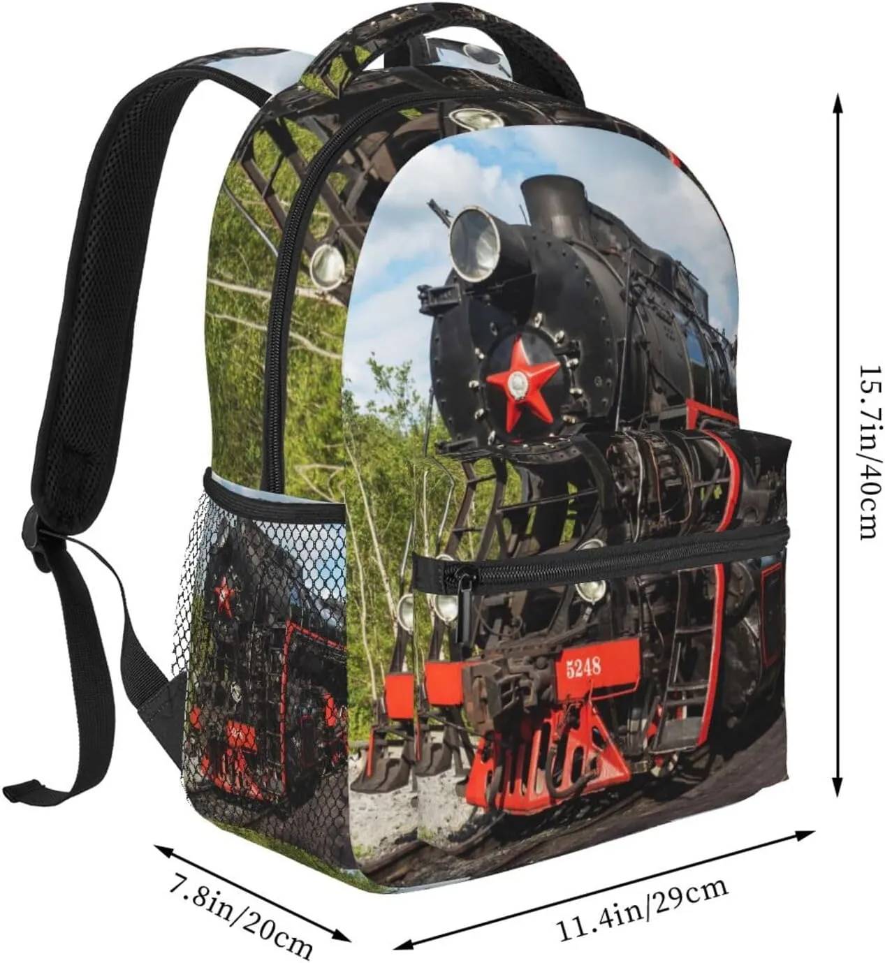 Cool Retro Train Railway Backpack For School Laptop Bags Bookbag Big Casual Daypack For Student Girls Boys Kids Teens Travel Sports Work