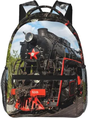 Cool Retro Train Railway Backpack For School Laptop Bags Bookbag Big Casual Daypack For Student Girls Boys Kids Teens Travel Sports Work