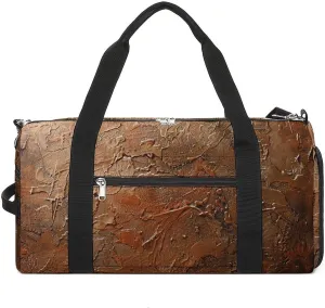 Copper And Gold Pattern Gym Bag Travel Duffel Bags for Men Women Large Weekender Bags Carry On Overnight Duffle Bag with Shoe Compartment for Workout