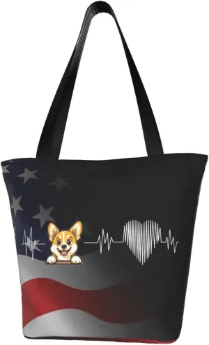 Corgi Dog Heartbeat Fashion Shoulder Bag Large Capacity For Man Or Woman
