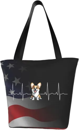 Corgi Dog Heartbeat Fashion Shoulder Bag Large Capacity For Man Or Woman