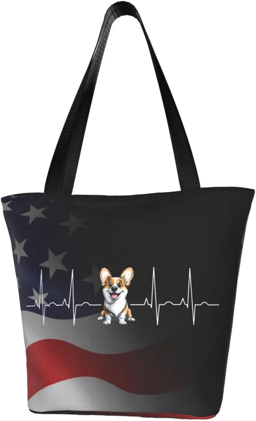 Corgi Dog Heartbeat Fashion Shoulder Bag Large Capacity For Man Or Woman