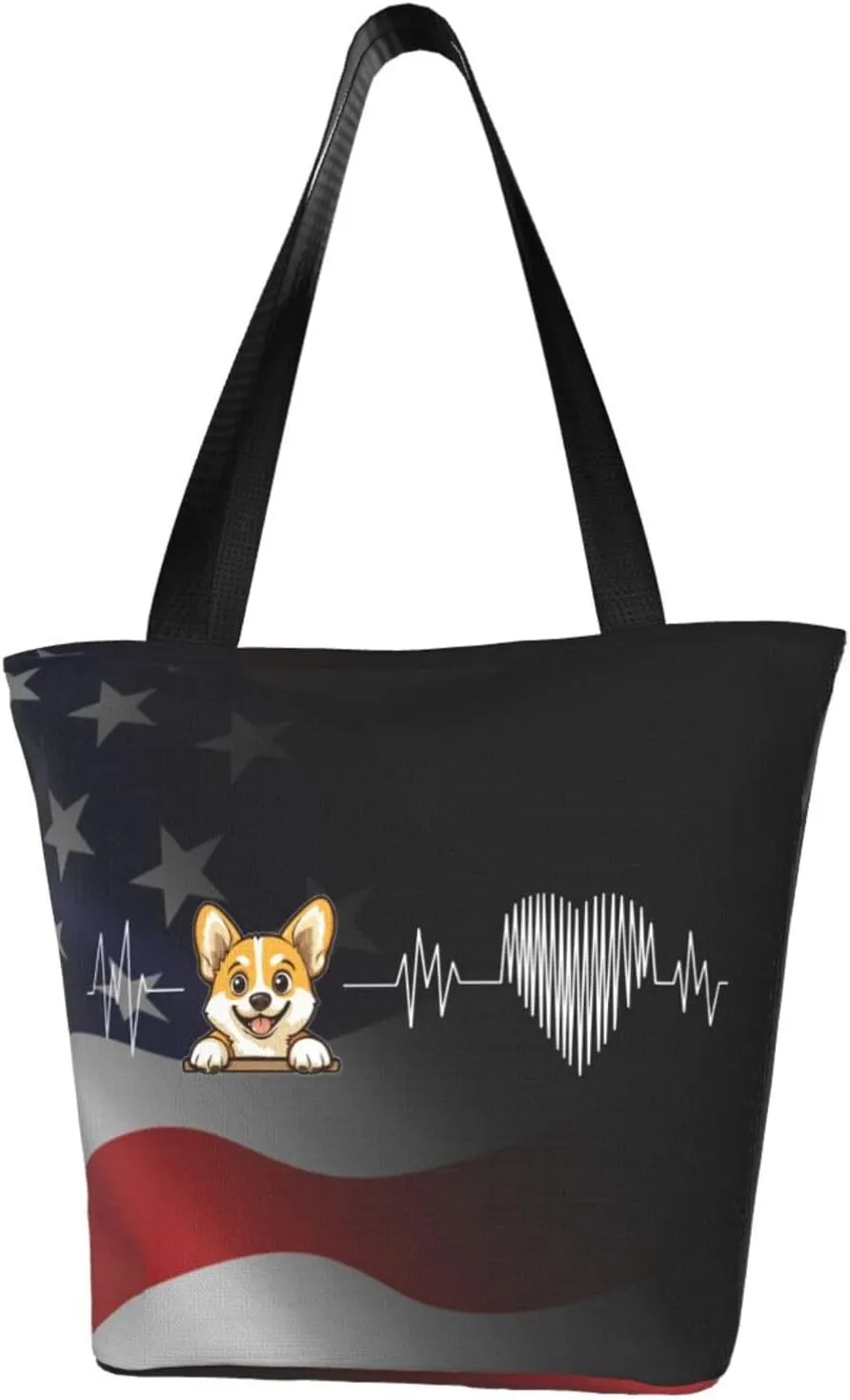Corgi Dog Heartbeat Fashion Shoulder Bag Large Capacity For Man Or Woman
