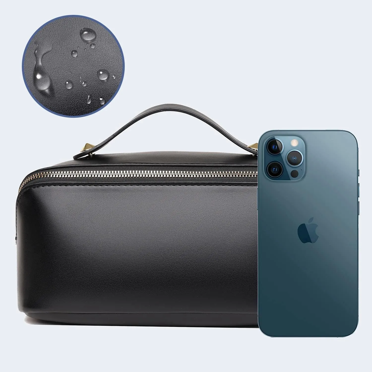 Cosmetic Bags Travel Makeup Bag for Women, Large Wide-open Waterproof Portable PU Leather Makeup Organizer Storage Toiletry Bag