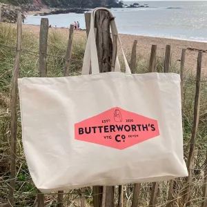 Cotton tote beach bag in extra large size - Butterworth’s Vintage shop Devon
