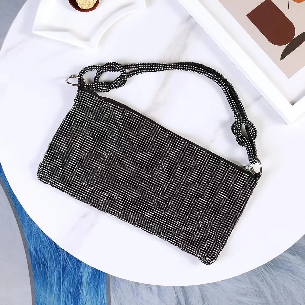 Covelin Womens Fashion Shiny Diamond Handbag Tote Shoulder Evening Bag