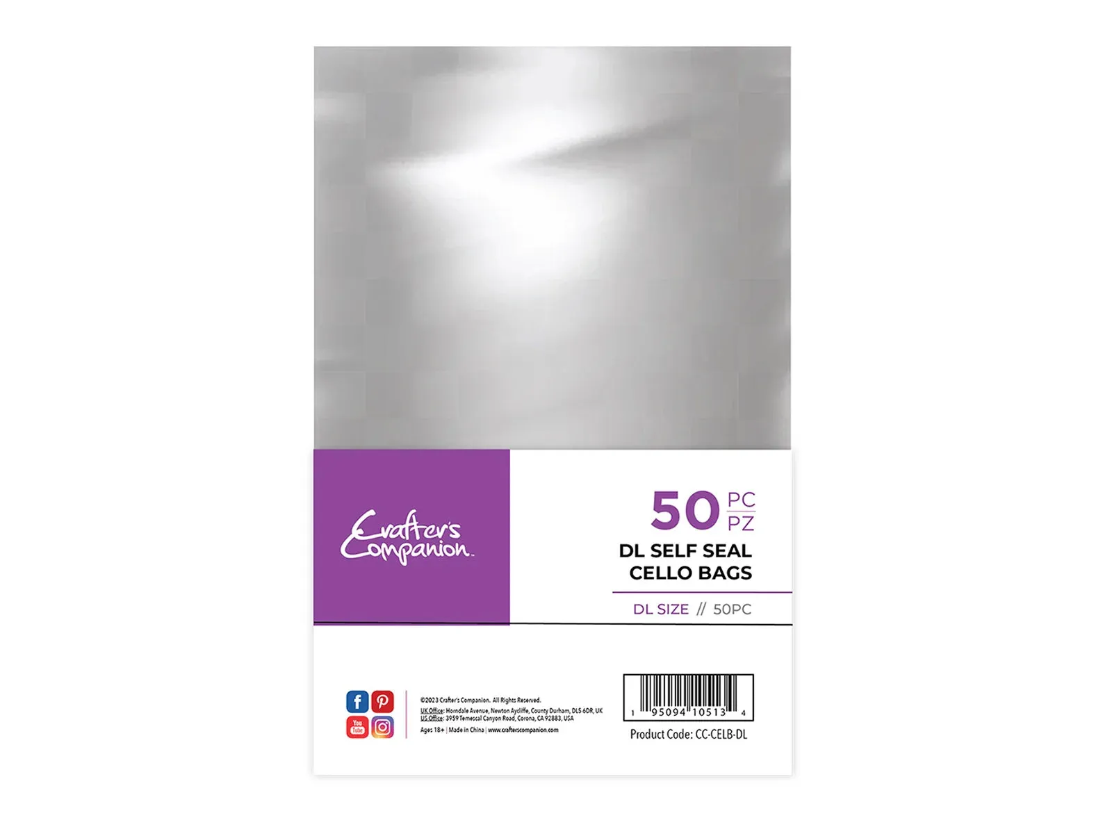 Crafter's Companion DL Self Seal Cello Bags - 50 Pack