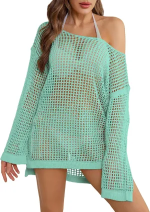 Crochet Cover Up for Women Mesh Hollow Out Bikini Cover Ups for Swimwear Summer Swimsuit