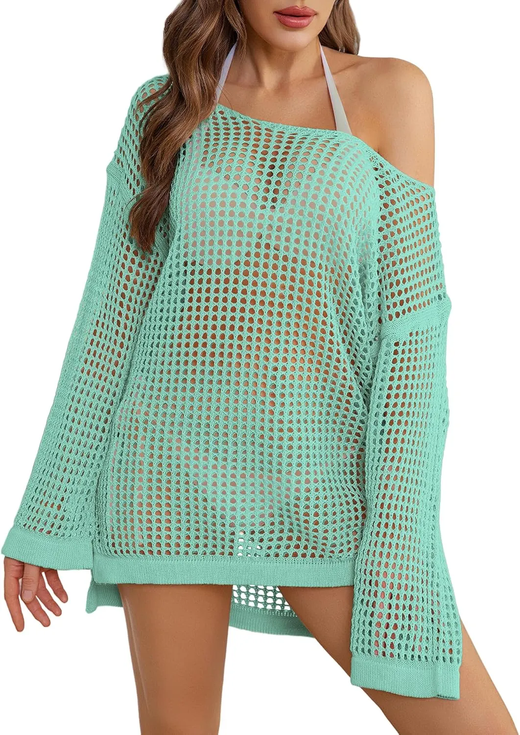Crochet Cover Up for Women Mesh Hollow Out Bikini Cover Ups for Swimwear Summer Swimsuit