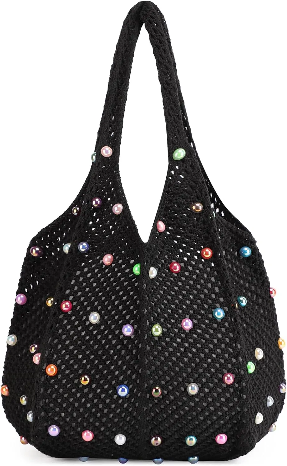 Crochet Tote Bag for Women Mesh Summer Beach Bag Large Knitted Bag Woven Shoulder Handbag Vacation Aesthetic Hobo Bag Travel