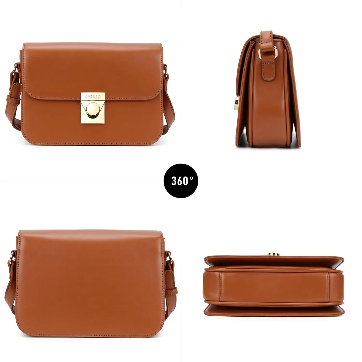 Crossbody Bag Shoulder Satchel Purse for Women, Triple Pocket Bag PU Leather Messenger Bag Flap Evening Bag