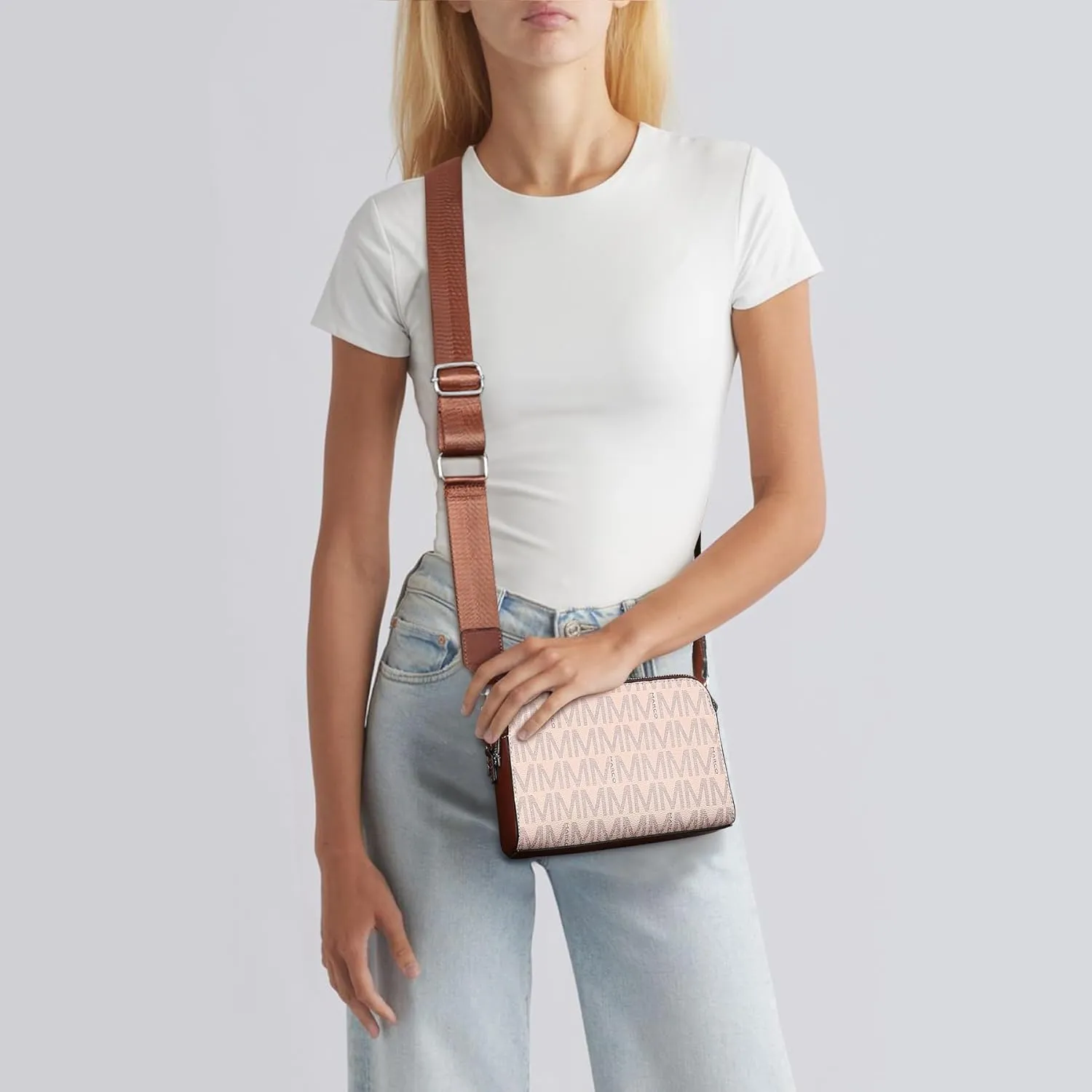 Crossbody Bags for Women Triple Zip Vegan Leather Camera Purses Small Shoulder Handbags with Wide Strap