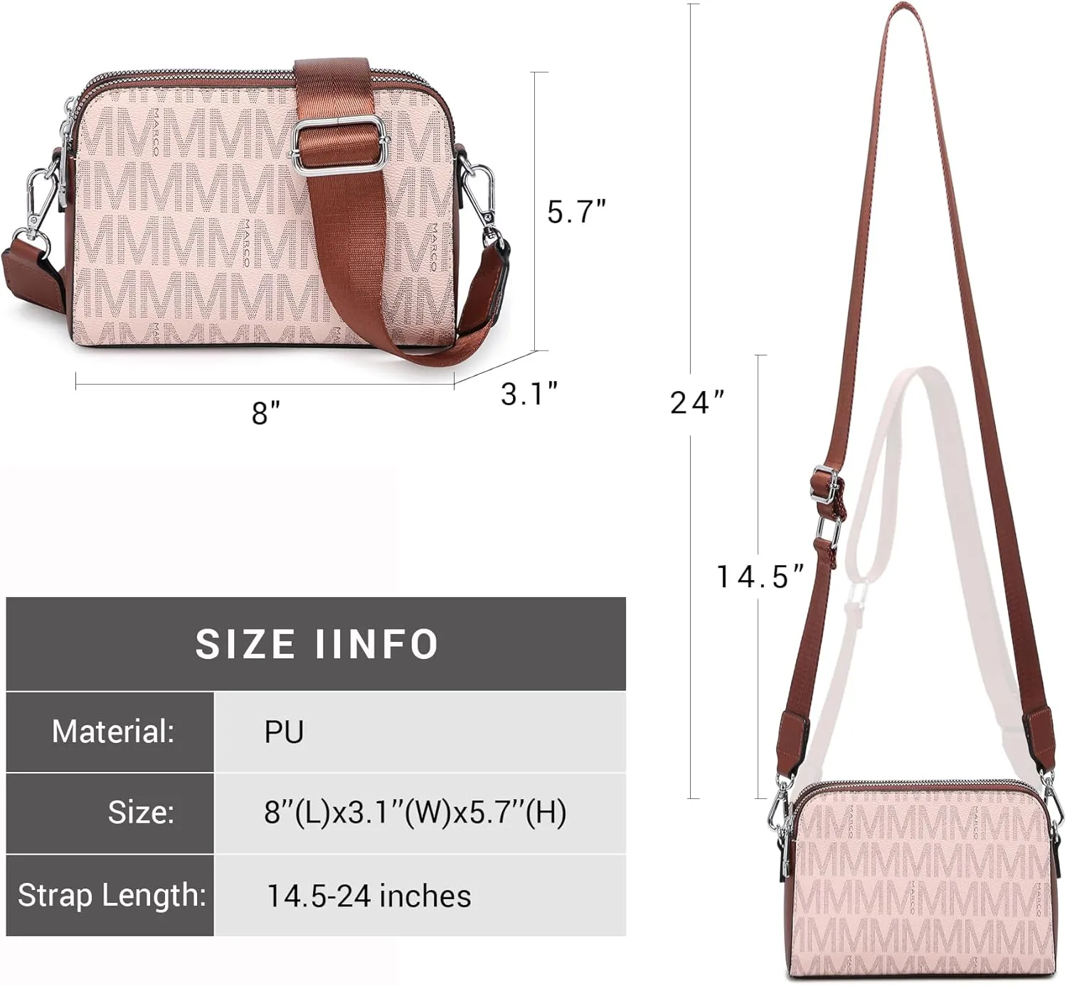 Crossbody Bags for Women Triple Zip Vegan Leather Camera Purses Small Shoulder Handbags with Wide Strap