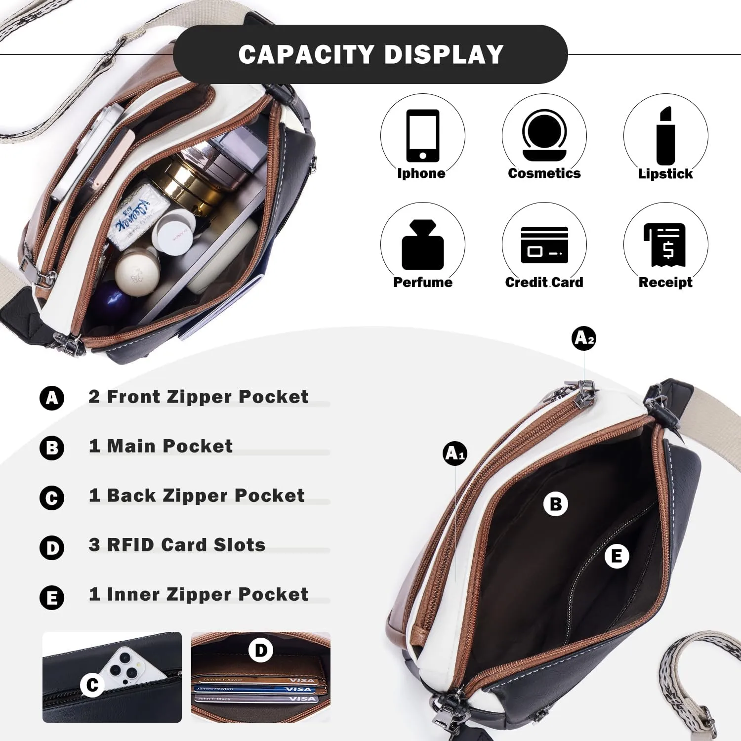 Crossbody Purses for Women Trendy,Vegan Leather Crossbody Bags,Cell Phone Camera Shoulder Handbags with Card Slots