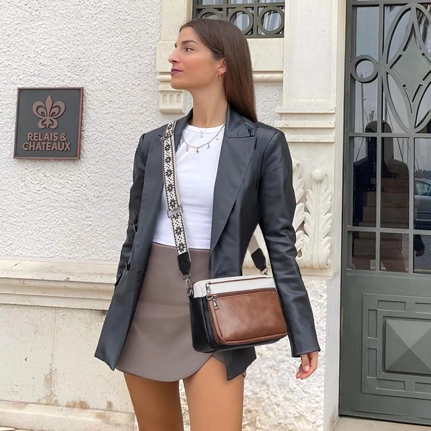 Crossbody Purses for Women Trendy,Vegan Leather Crossbody Bags,Cell Phone Camera Shoulder Handbags with Card Slots