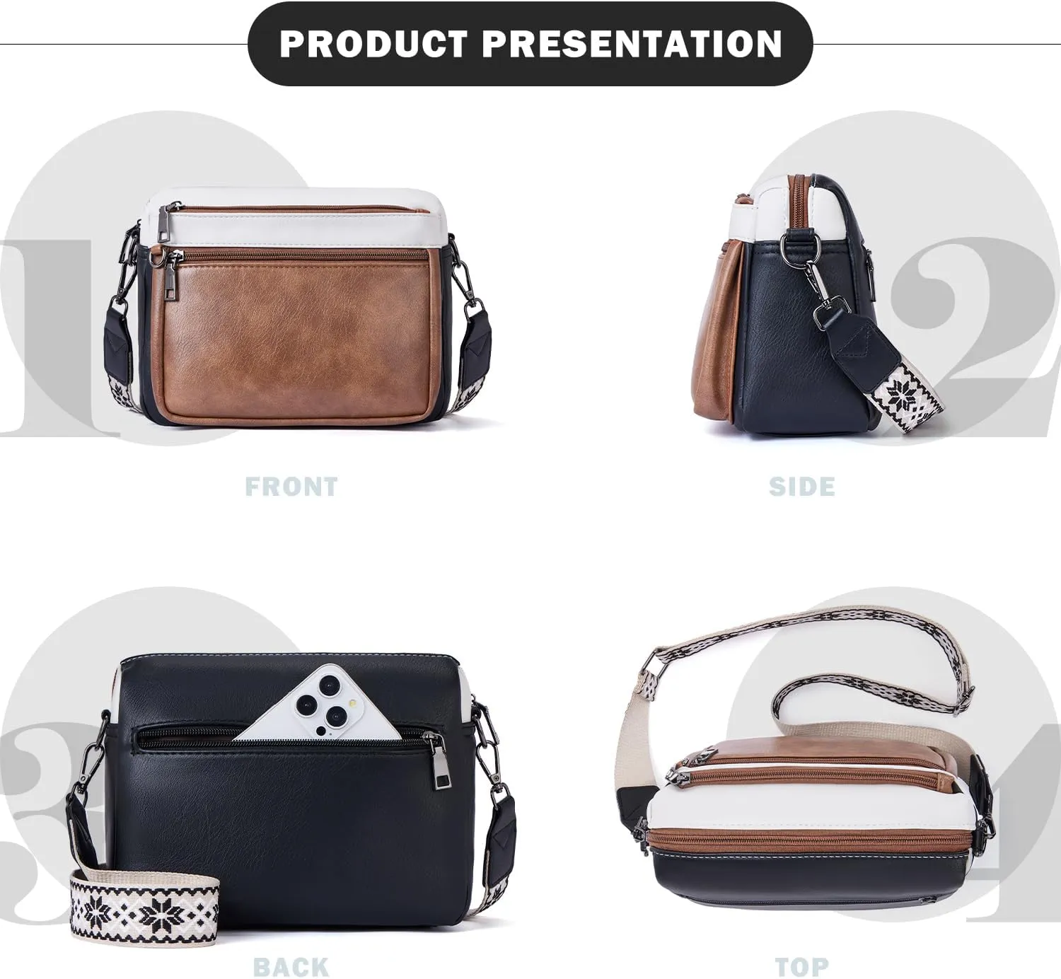 Crossbody Purses for Women Trendy,Vegan Leather Crossbody Bags,Cell Phone Camera Shoulder Handbags with Card Slots
