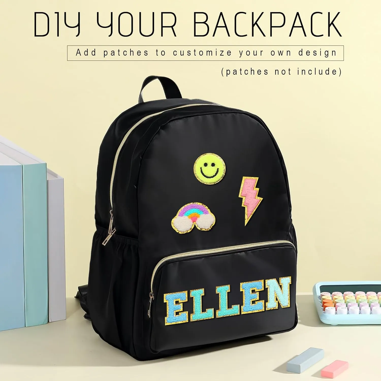 Cunno 1 Piece Nylon Backpack for School Preppy Bookbags Bulk Girls Boys School Bags Toddler Backpack Waterproof Travel Bag (Black)