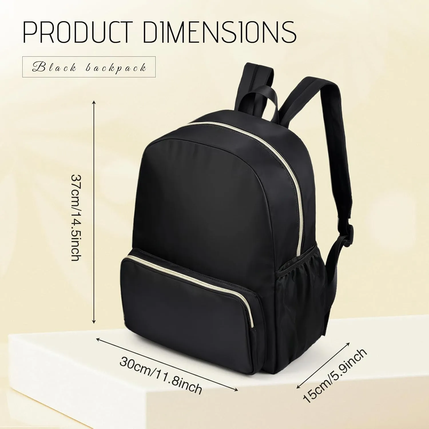 Cunno 1 Piece Nylon Backpack for School Preppy Bookbags Bulk Girls Boys School Bags Toddler Backpack Waterproof Travel Bag (Black)