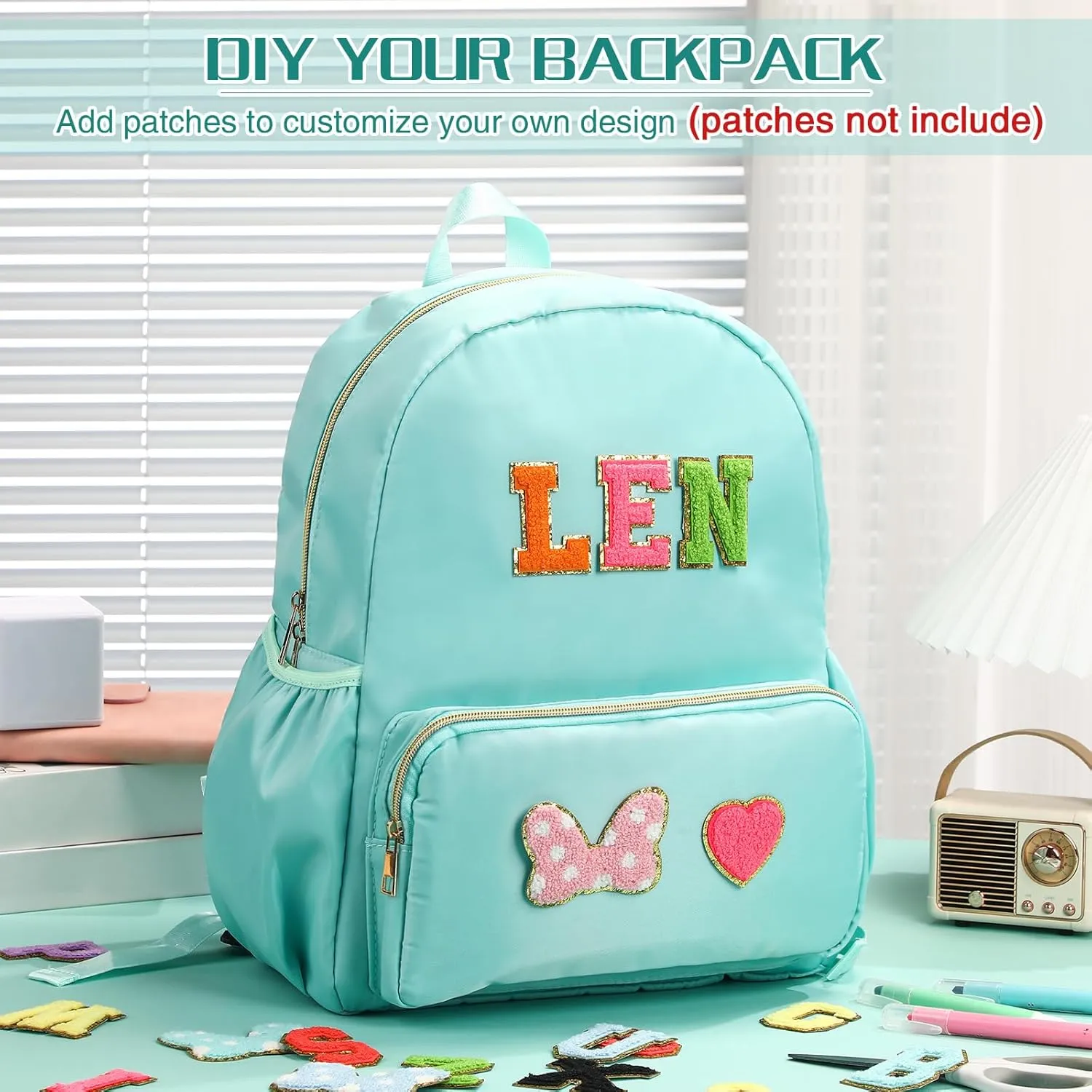 Cunno 1 Piece Nylon Backpack for School Preppy Bookbags Bulk Girls Boys School Bags Toddler Backpack Waterproof Travel Bag (Green)