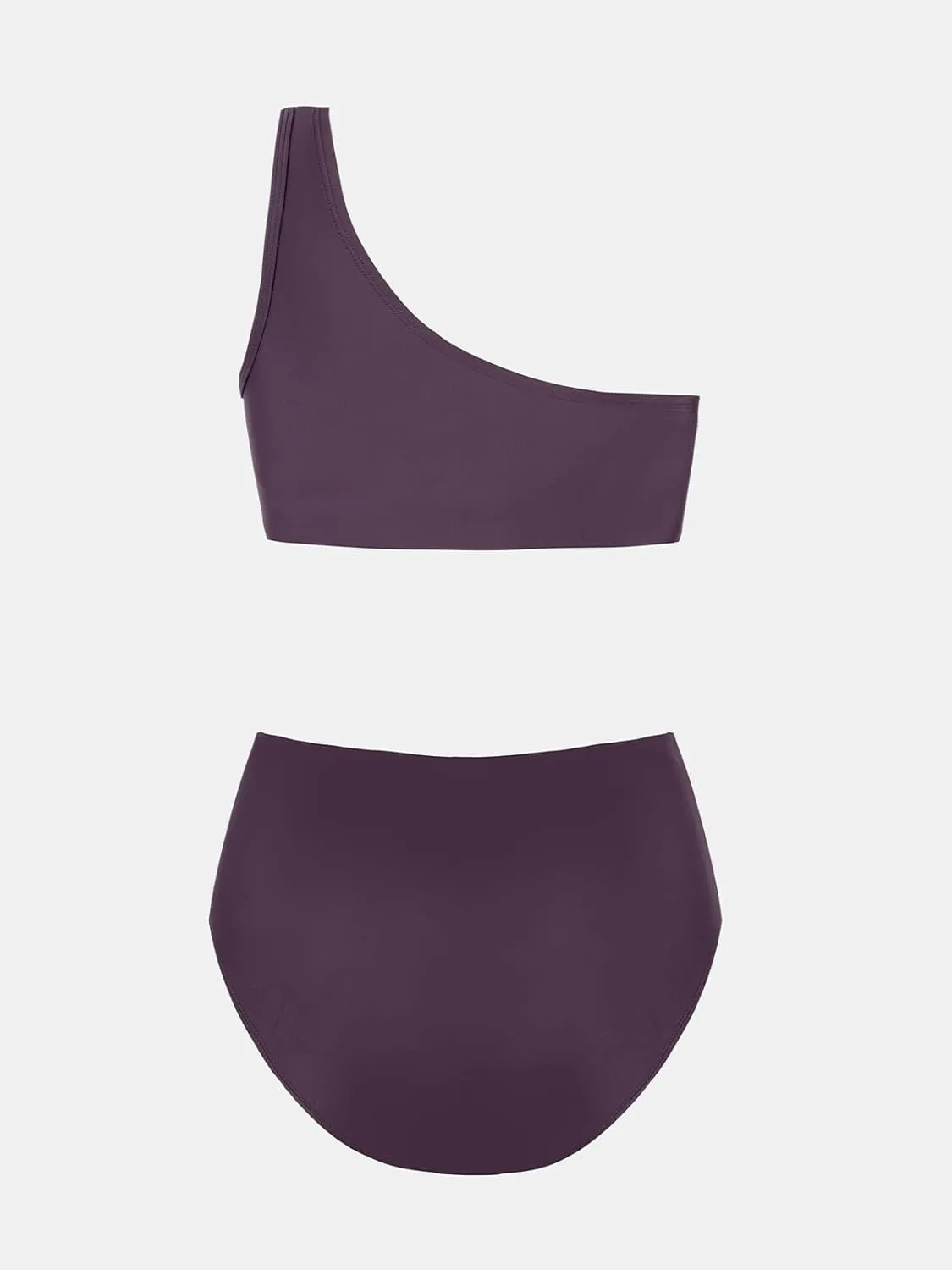 CUPSHE Women's Bikini Sets One Shoulder Two Piece Swimsuit High Waisted Asymmetrical Neck Ruched Cutout Mesh