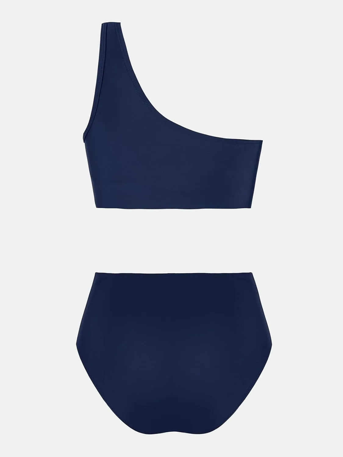 CUPSHE Women's Bikini Sets One Shoulder Two Piece Swimsuit High Waisted Asymmetrical Neck Ruched Cutout Mesh
