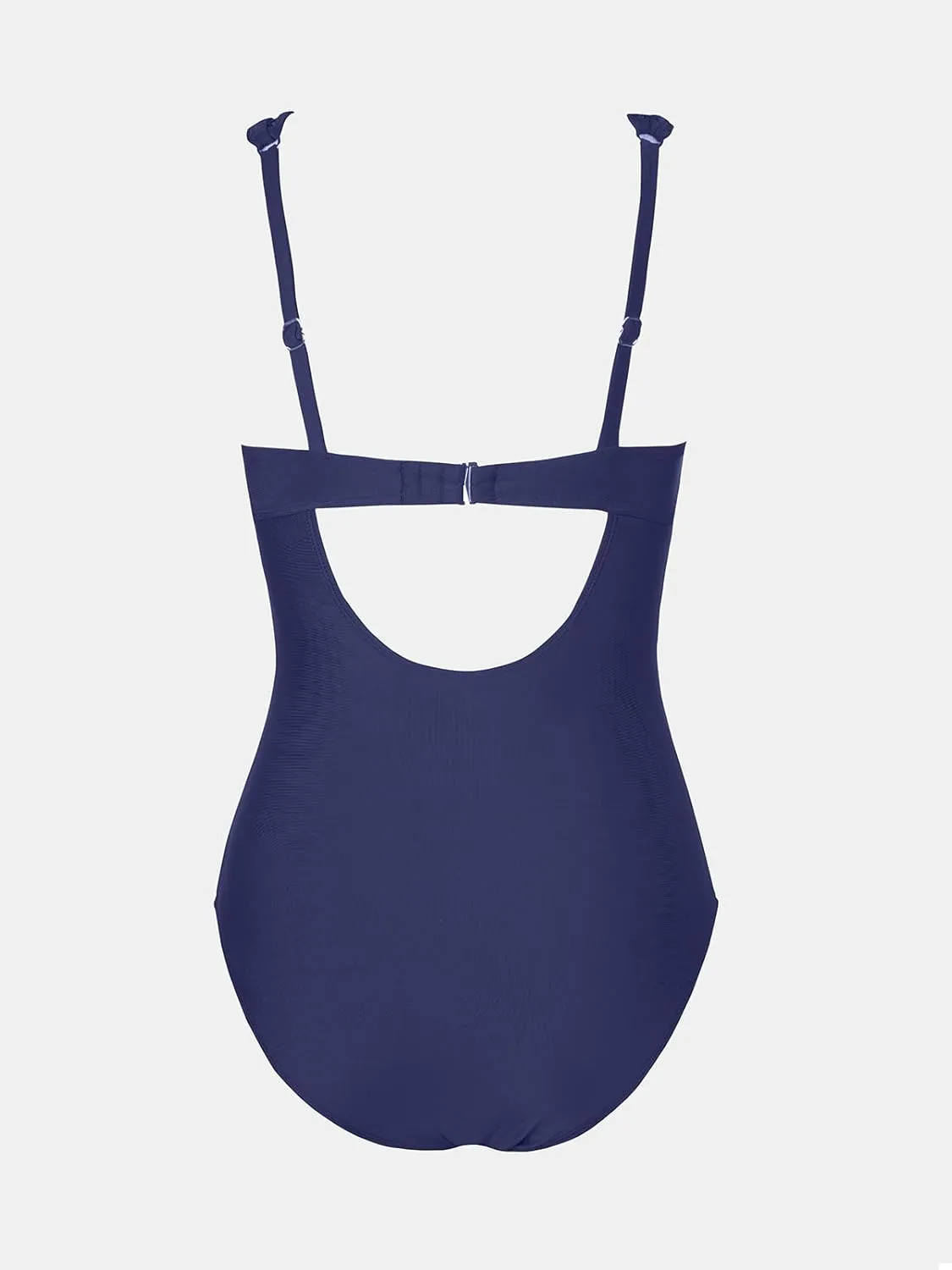 CUPSHE Women's One Piece Swimsuit Bathing Suit V Neck Adjustable Straps Ruched Mesh Back Hook