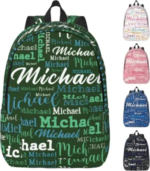 Custom Backpack with Name, Personalized Nmae School Backpack for Boys Girls, Customized 17Inch Student Bookbag with Lunch Bag Pencil Case for Travel, Work and School