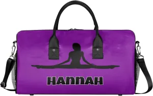 Custom Dark Purple Gym Dance Bag for Women, Personalized Sports Yoga Fitness Bag for Teens Waterproof Weekender Carry Practice Travel Bag