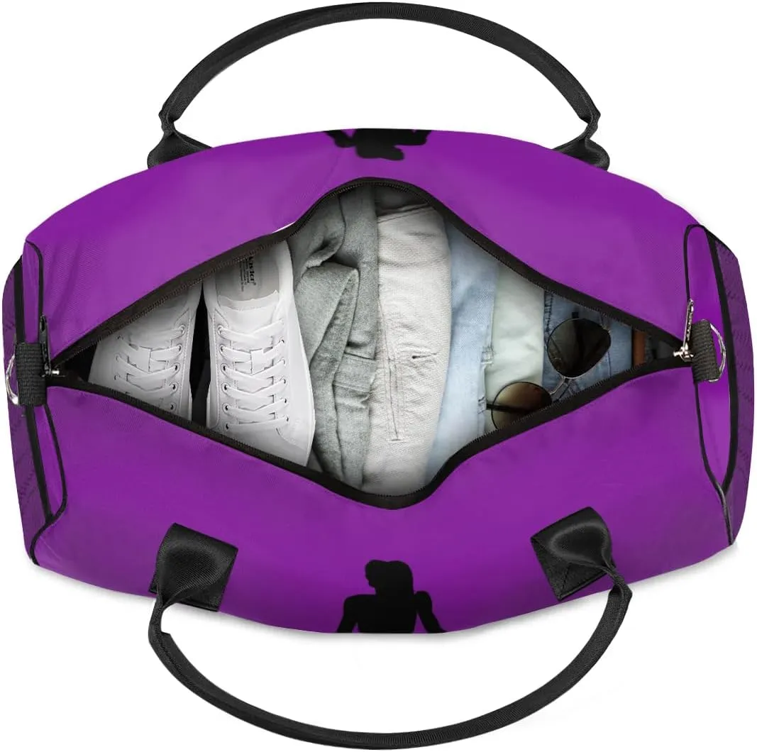 Custom Dark Purple Gym Dance Bag for Women, Personalized Sports Yoga Fitness Bag for Teens Waterproof Weekender Carry Practice Travel Bag