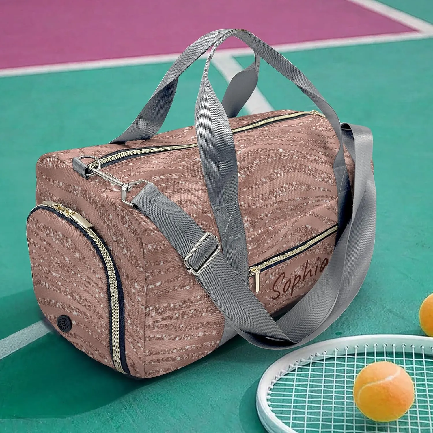 Custom Duffel Bag Rose Glod Glitter Animals Compact and Convenient: Fitness Bags for the Modern Traveler