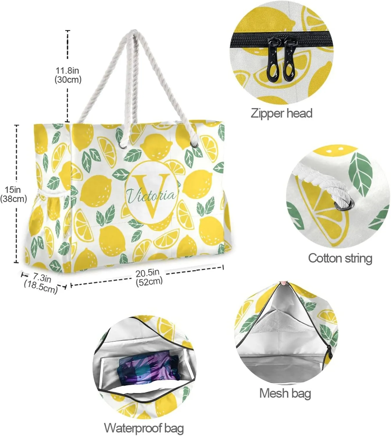 Custom Large Beach Bags Personalized Shoulder Tote Bag for Women Customized Shoulder Bag