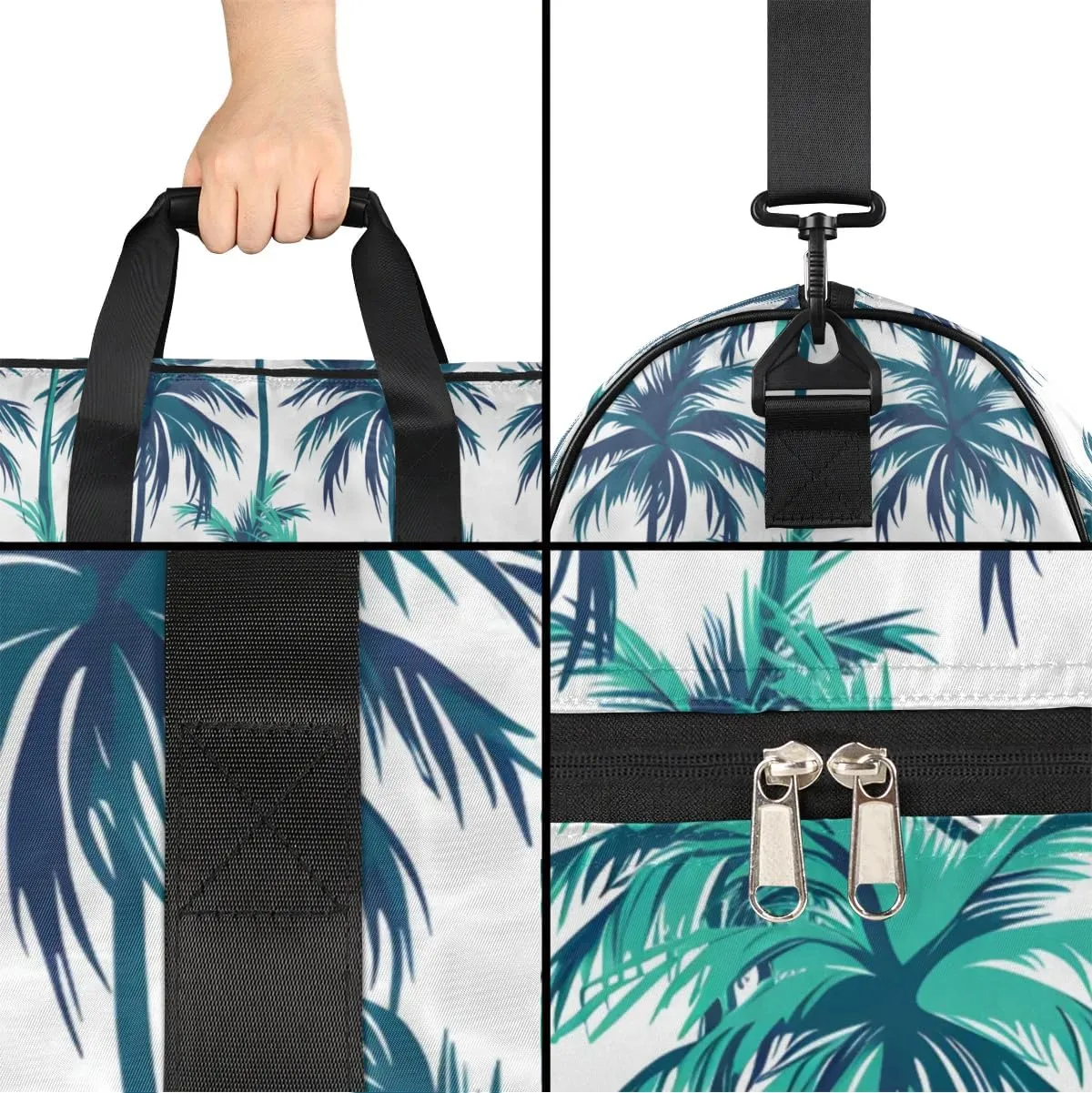 Custom Large Duffel Bags for Men Women Overnight Bags Adults Gym Duffel Bag for Training Soccer Swim Yoga Travel Coconut Tree Blue