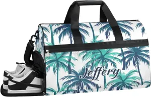 Custom Large Duffel Bags for Men Women Overnight Bags Adults Gym Duffel Bag for Training Soccer Swim Yoga Travel Coconut Tree Blue