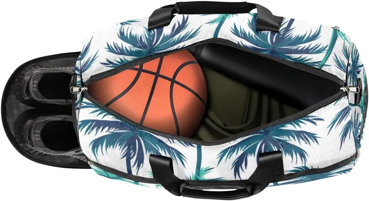 Custom Large Duffel Bags for Men Women Overnight Bags Adults Gym Duffel Bag for Training Soccer Swim Yoga Travel Coconut Tree Blue