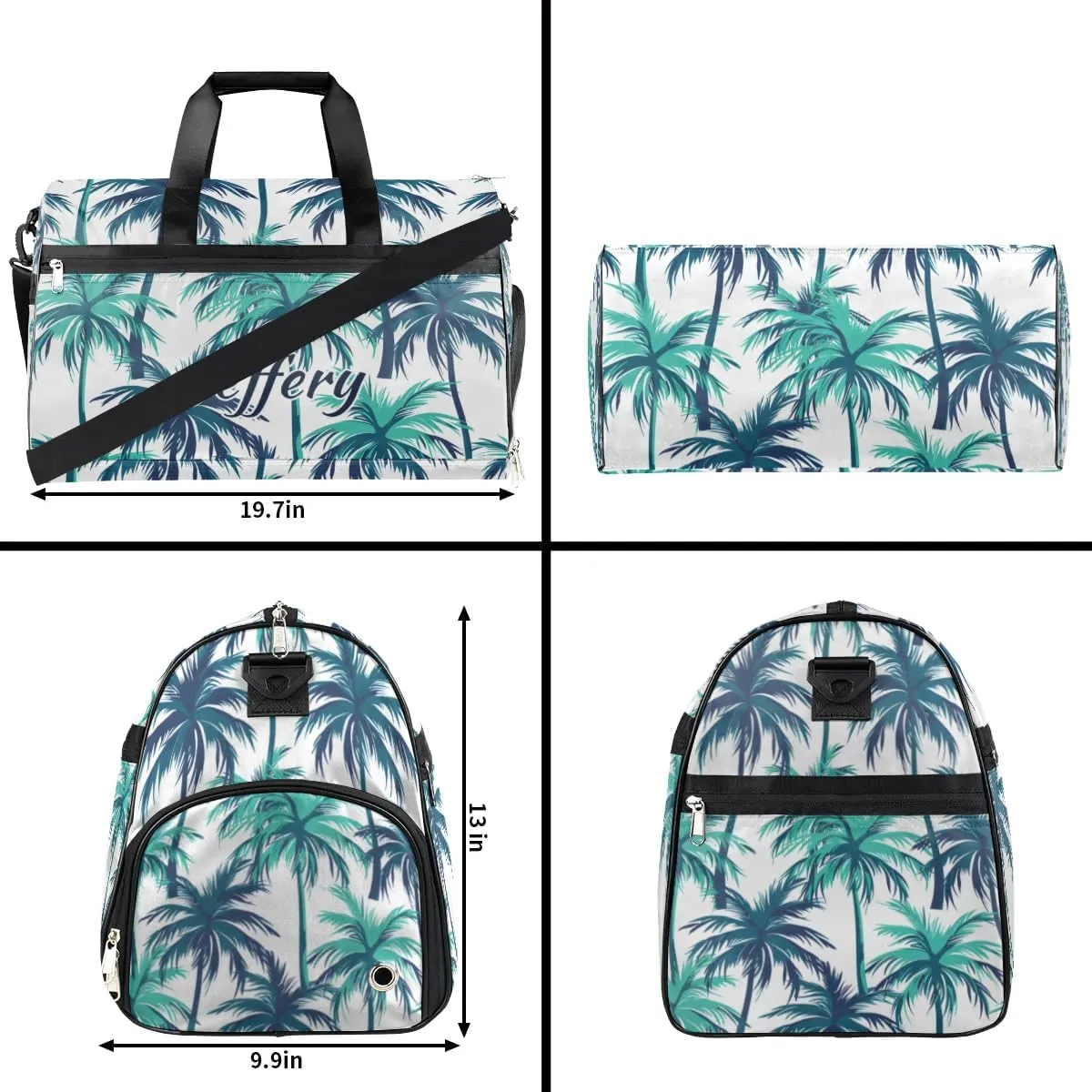 Custom Large Duffel Bags for Men Women Overnight Bags Adults Gym Duffel Bag for Training Soccer Swim Yoga Travel Coconut Tree Blue