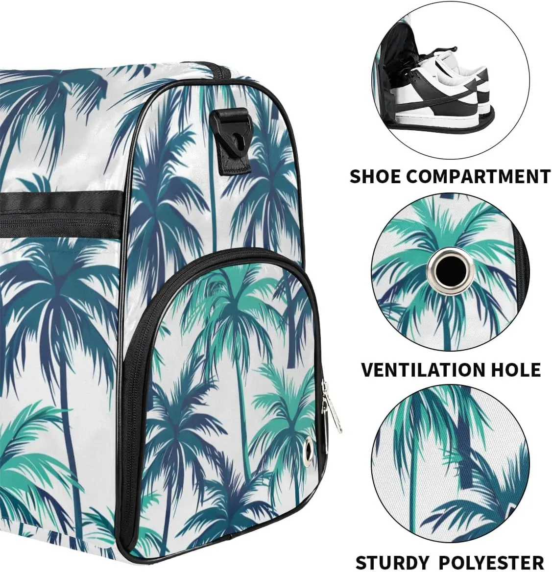Custom Large Duffel Bags for Men Women Overnight Bags Adults Gym Duffel Bag for Training Soccer Swim Yoga Travel Coconut Tree Blue