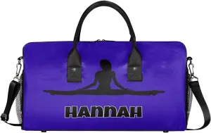 Custom Name Dance Bag Women, Personalized Yoga Gymnastics Sport Cheerleader Bag, Bright Deep Blue Barrel Ballet Duffel Bag Women