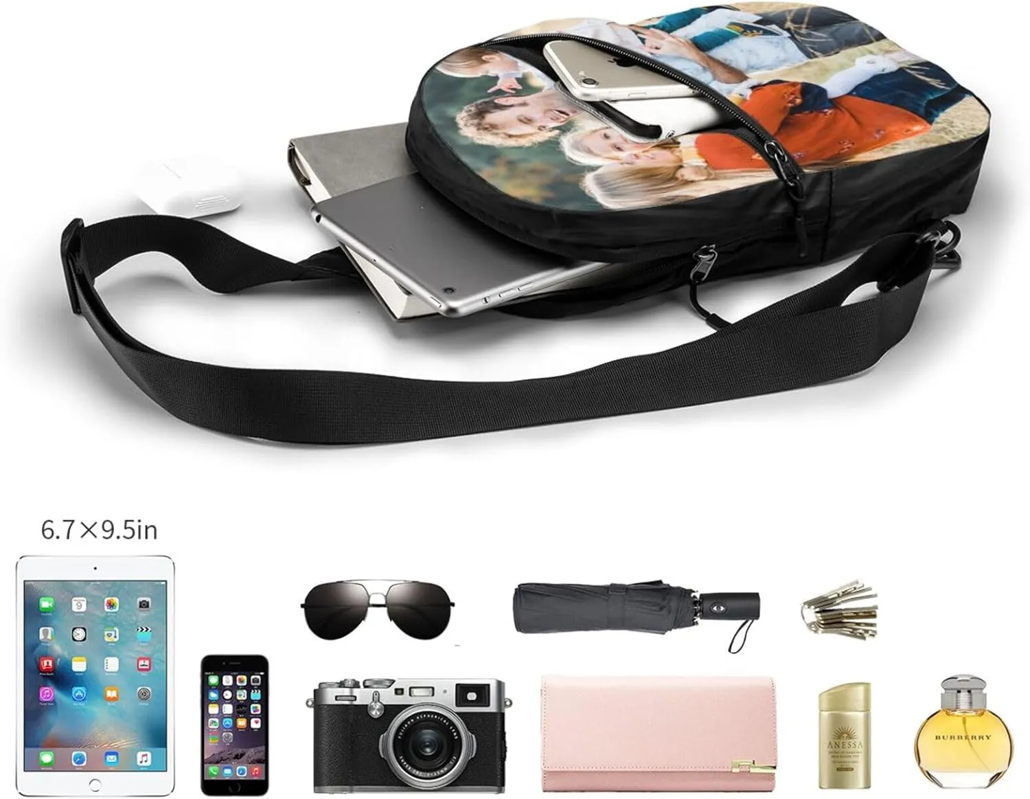 Custom Sling Bag for Women Men Personalized Sling Backpack with Your Photo Text Customized Chest Bag for Outdoor Travel, Style2