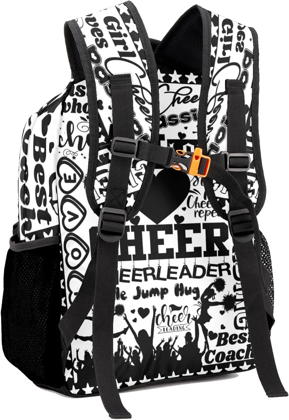 Custom Student Bag Gifts with Name Cheerleader Cheer White Black Kids' Backpack Large Capacity Shoulder Bookbag Casual Bag for Teens