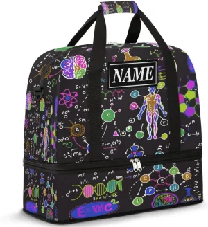 Customize Personalized Travel Duffel Bag Education Chemistry Element Sport Gym Bag for Woman Man,Waterproof Foldable Weekend Overnight Bag for Yoga Workout Training with Shoe Compartment