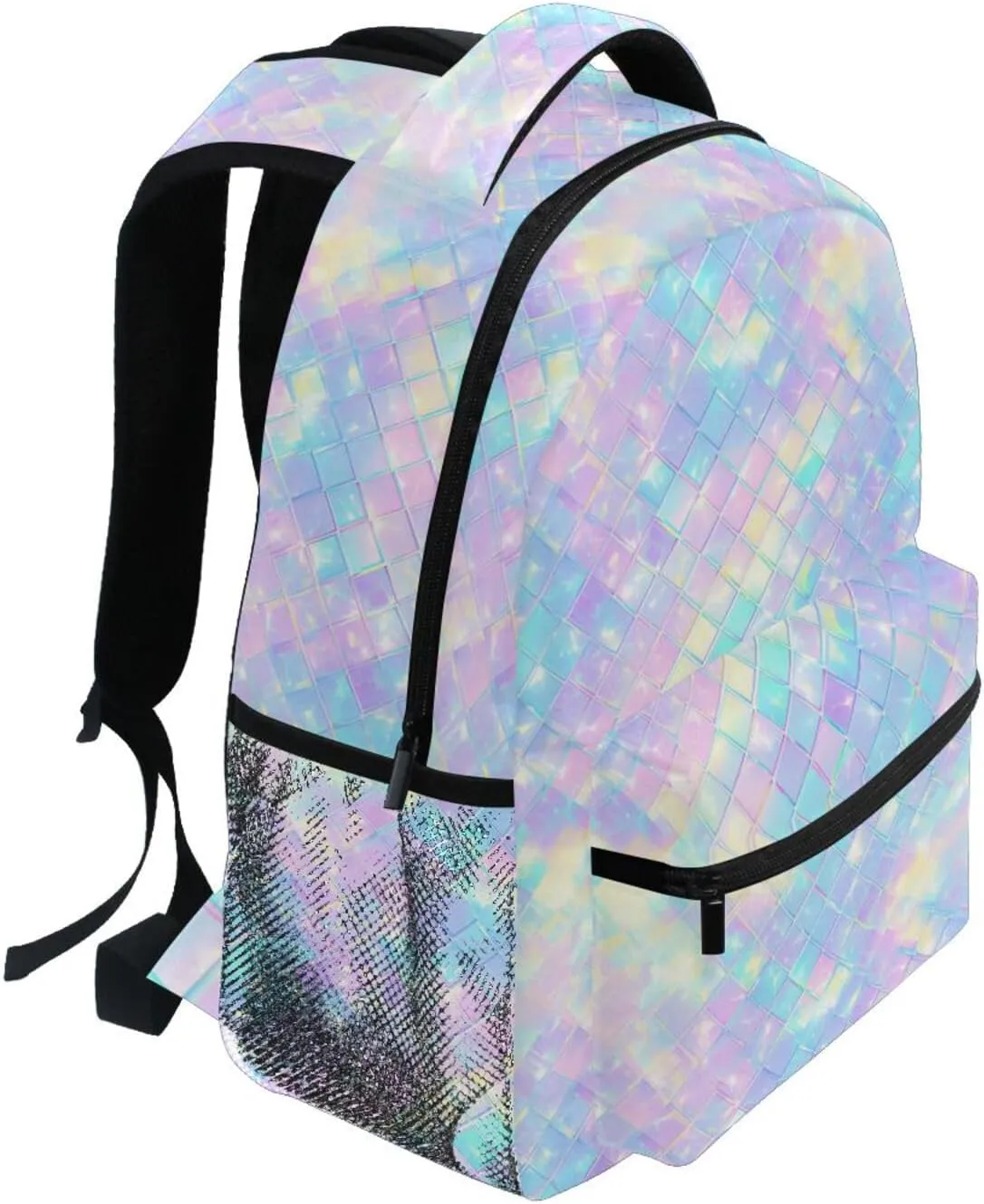 Cute Backpack for Men and Women Waterproof Business Work Bag with Chest Strap for Business Work College Travel Trip Rainbow Scales Shimmering